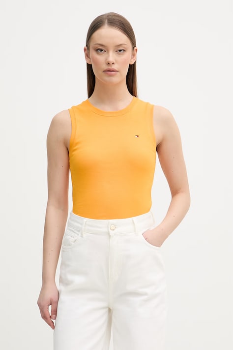 Tommy Hilfiger top dámské bavlněné oranžové WW0WW47806