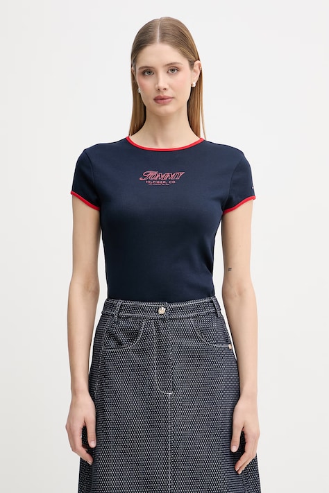 Tommy Hilfiger t-shirt damski bawełniany granatowy WW0WW49245