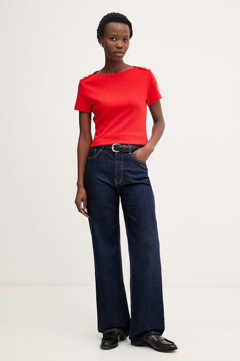 Tommy Hilfiger t-shirt damski bawełniany czerwony WW0WW49250