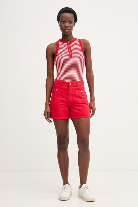 Tommy Hilfiger top damski bawełniany czerwony WW0WW49251