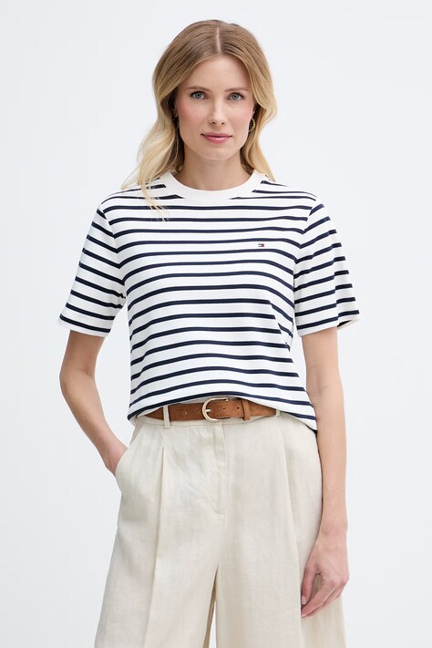 Tommy Hilfiger T-shirt damski bawełniany granatowy WW0WW49646