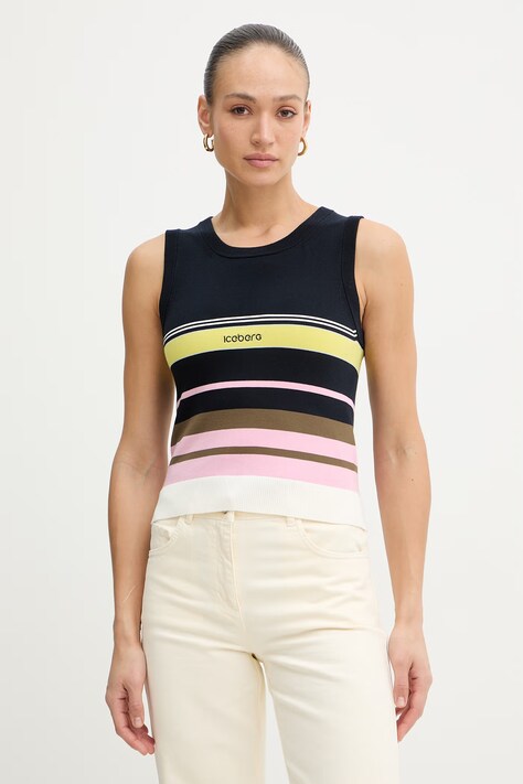 Iceberg kamizelka bawełniana damskie kolor granatowy lekki A003 9505