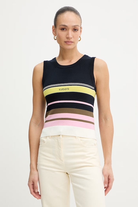 Iceberg kamizelka bawełniana damskie kolor granatowy lekki A003 9505