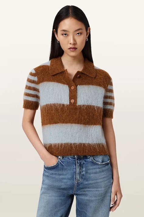 AllSaints sweter z dodatkiem wełny CLEM damskie kolor brązowy W002KE