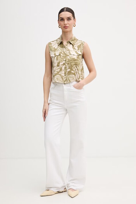 Gaudi koszula damska kolor zielony regular z kołnierzykiem klasycznym 611BD45020