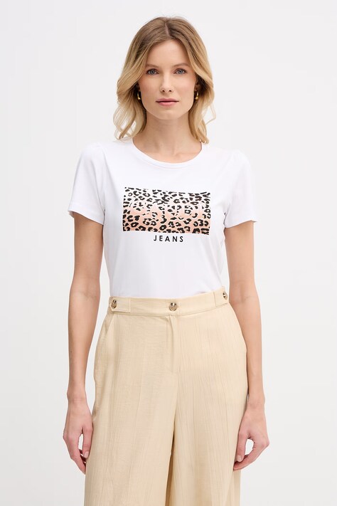 Gaudi t-shirt damski bawełniany biały 611BD64050