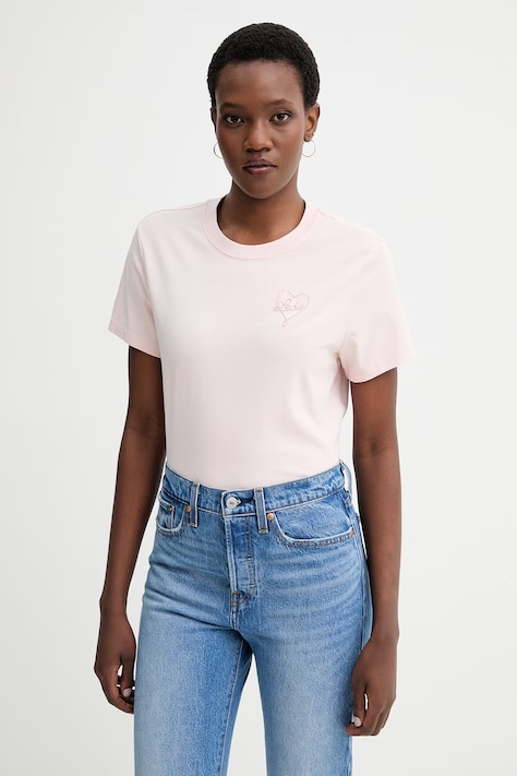 Levi's tricou din bumbac LS FAVORITE TEE SWEET HEART culoarea roz, 008Q7