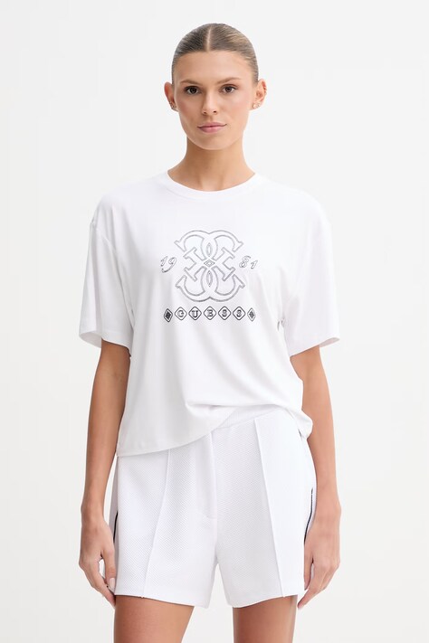 Guess Τοπ t-shirt γυναικείο με βισκόζη GABI λευκό V6GI10 K2977