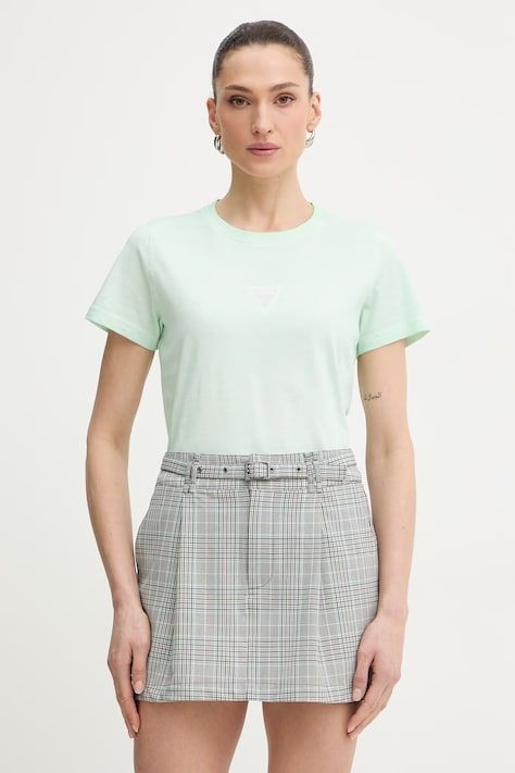 Guess t-shirt basic damski bawełniany zielony W6GI10 K3025