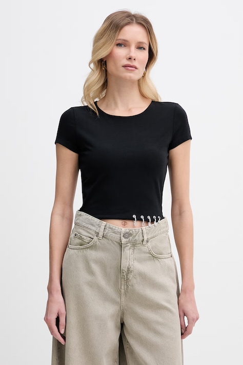 Guess t-shirt damski bawełniany ELISABETHE czarny W6GP11 K2933