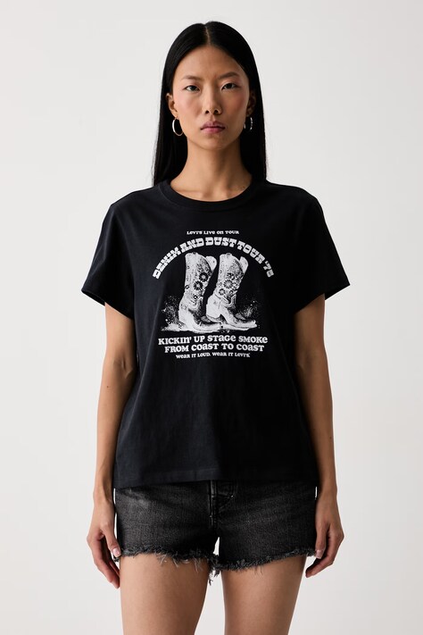 Levi's тениска дамска от памук GR T2 PERFECT черна 005GV