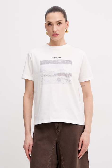 Patrizia Pepe t-shirt damski bawełniany biały 2M4536 J427