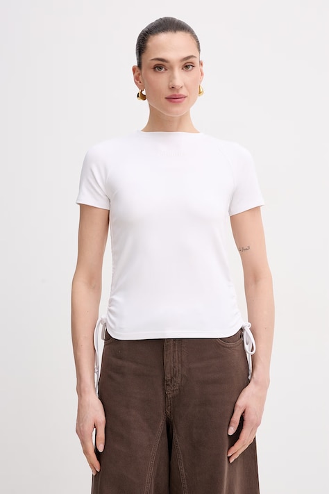 Patrizia Pepe t-shirt damski bawełniany z elastanem biały 2M4549 J416