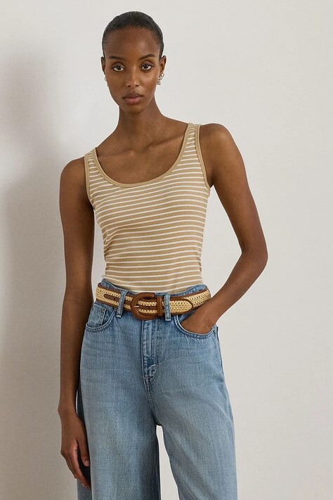 Lauren Ralph Lauren top damski bawełniany beżowy 200P09099