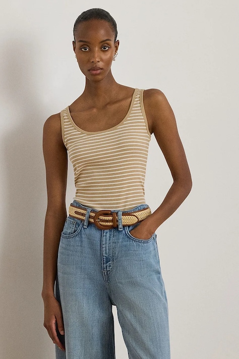 Lauren Ralph Lauren top damski bawełniany beżowy 200P09099