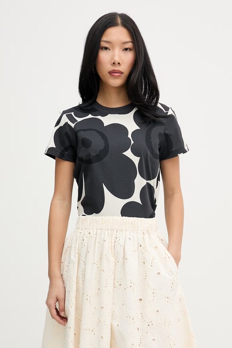 Marimekko T-shirt damski bawełniany czarny 095397