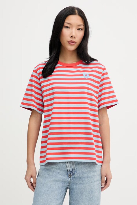 Marimekko T-shirt damski bawełniany czerwony 095080