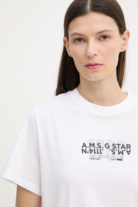 G-Star футболка basic жіноча бавовняна Inside print — SS26-TSD191, білий — фото 4