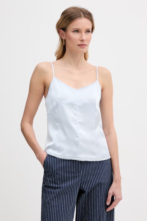 Max&Co. bluzka na ramiączkach damska MCOSLALOM niebieska gładka