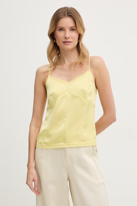 Max&Co. bluzka na ramiączkach damska MCOSLALOM żółta gładka 2616161033200