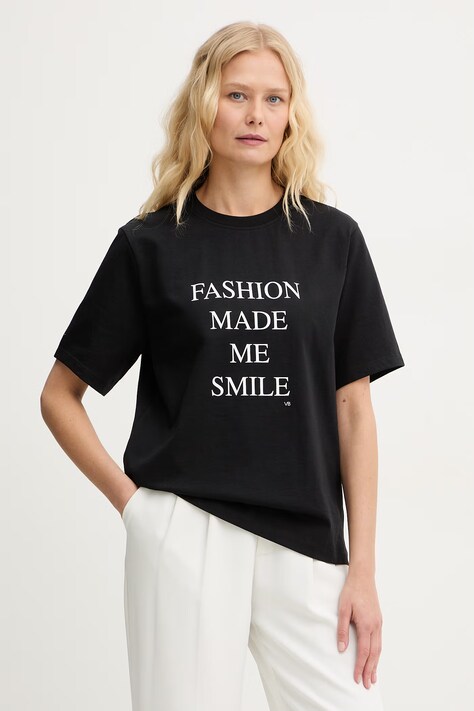 Victoria Beckham t-shirt damski bawełniany czarny 1226JTS007458A