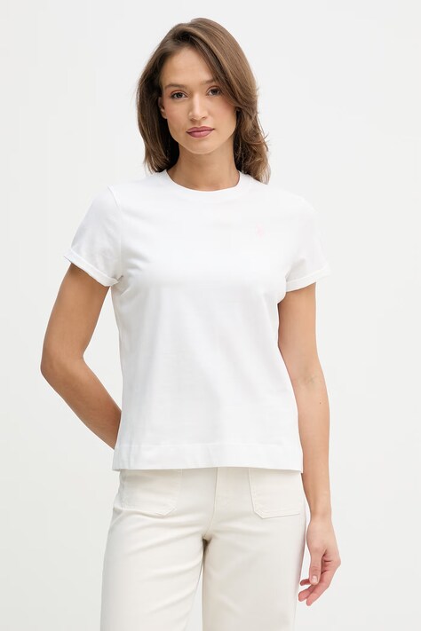 U.S. Polo Assn. tricou de damă din bumbac CREW NECK alb WUP0634