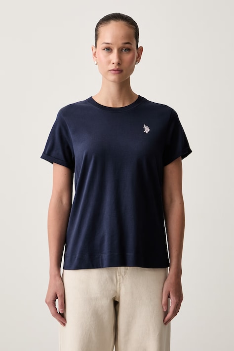 U.S. Polo Assn. T-shirt damski bawełniany CREW NECK granatowy WUP0634