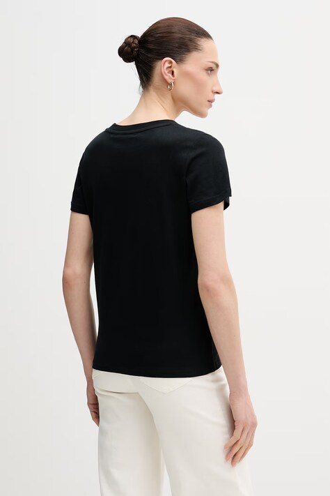 U.S. Polo Assn. футболка жіноча бавовняна V-NECK — SS26-TSD19S, чорний — фото 3