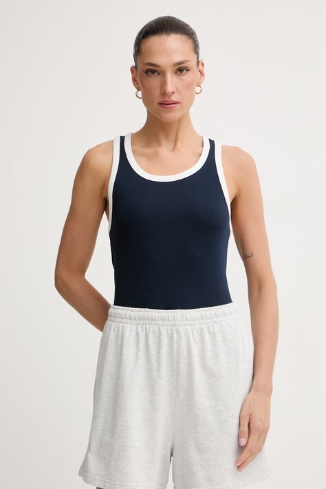 Tommy Hilfiger Τοπ γυναικείο με βαμβάκι σκούρο μπλε UW0UW06308