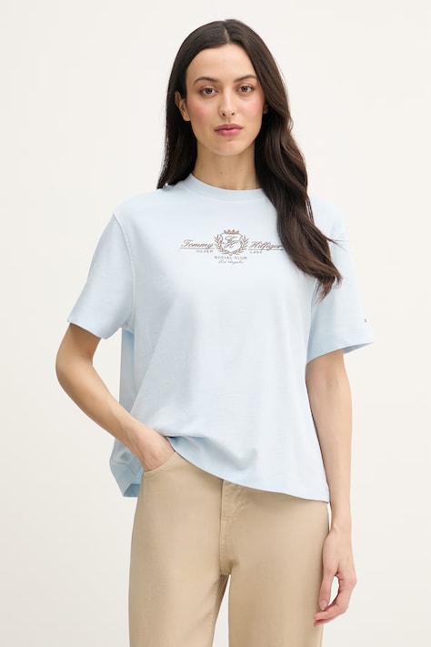 Tommy Hilfiger tričko dámske bavlnené modré WW0WW48713