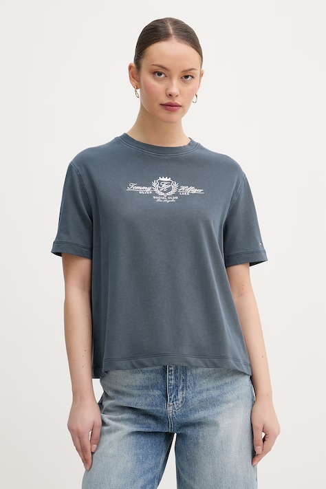 Tommy Hilfiger tričko dámske bavlnené tmavomodré WW0WW48713