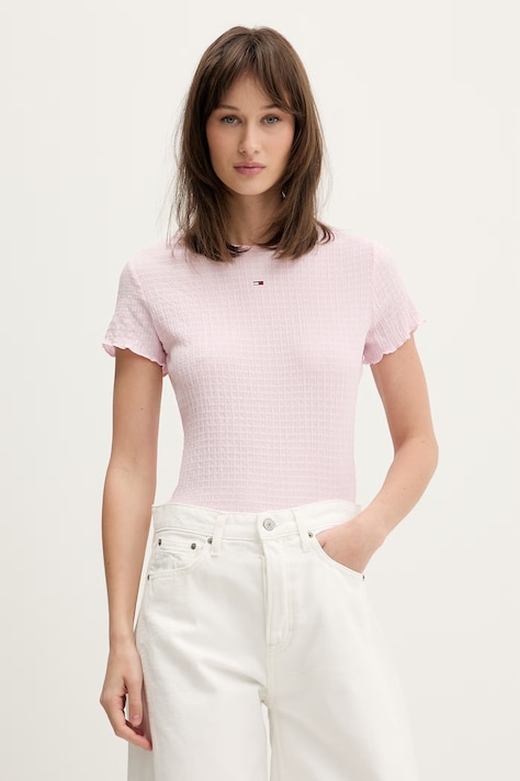Tommy Jeans T-shirt damski różowy DW0DW22219