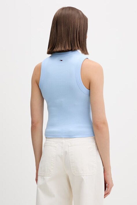 Tommy Jeans top damski bawełniany z elastanem niebieski DW0DW22280