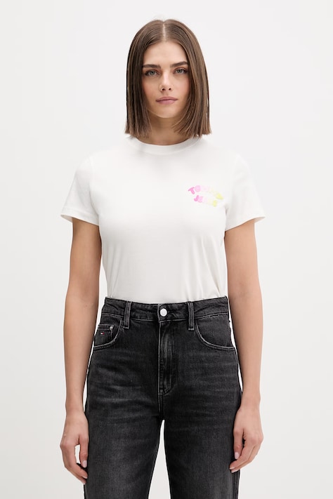 Tommy Jeans tričko dámske bavlnené biele DW0DW22310