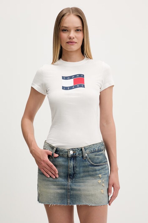 Tommy Jeans T-shirt damski bawełniany biały DW0DW22781