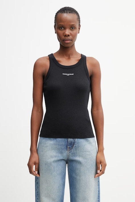 Maison Kitsuné τοπ βαμβακερό Γυναικείο μαύρο QW00600KA0033