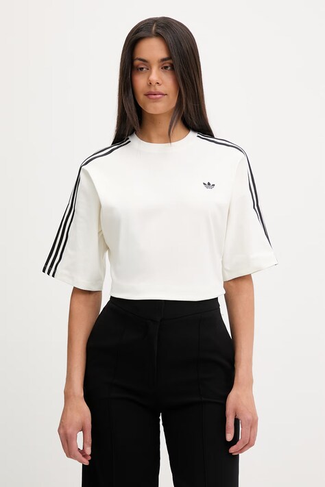 adidas Originals majica ženska od pamuka s elastanom bež KY5093