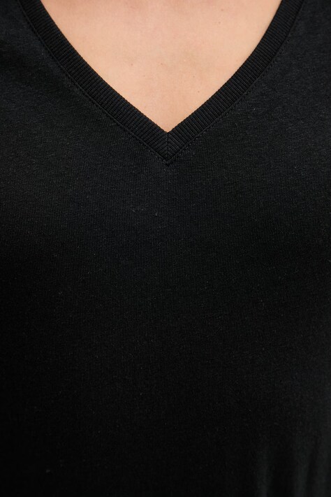 Tommy Hilfiger T-shirt damski z lnem czarny WW0WW48704