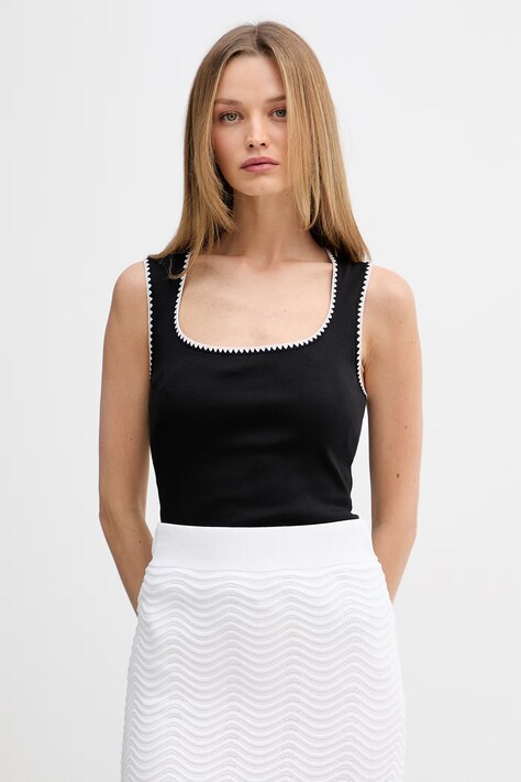 Tommy Hilfiger top dámsky bavlnený čierny WW0WW48715