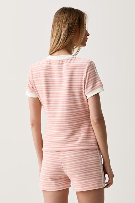 adidas Originals t-shirt γυναικείο με βισκόζη ροζ KY8116