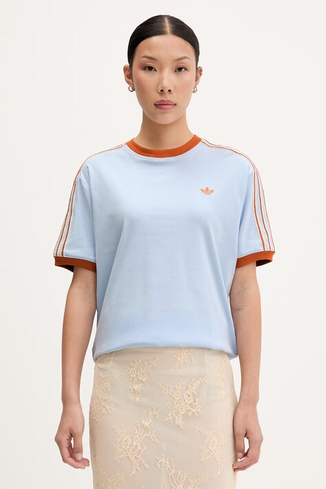 adidas Originals tričko dámské bavlněné s elastanem modré KY8125