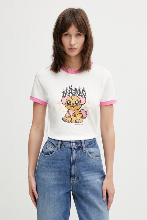 Vans T-shirt damski bawełniany beżowy VN000W24C9F1