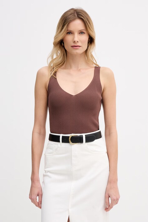 Gaudi top damski z wiskozy brązowy 611FD43007