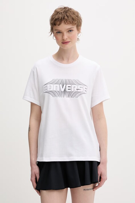 Converse t-shirt damski bawełniany biały CVW5T072