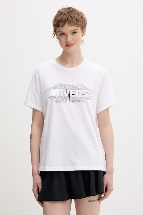 Converse t-shirt damski bawełniany biały CVW5T072