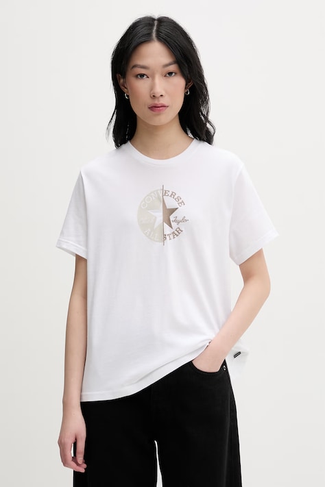 Converse T-shirt damski bawełniany biały CVW6T088