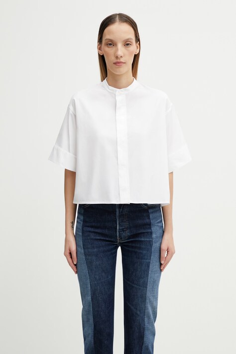 Kenzo Shirt SC koszula bawełniana damska biała gładka FG52CH2819LF