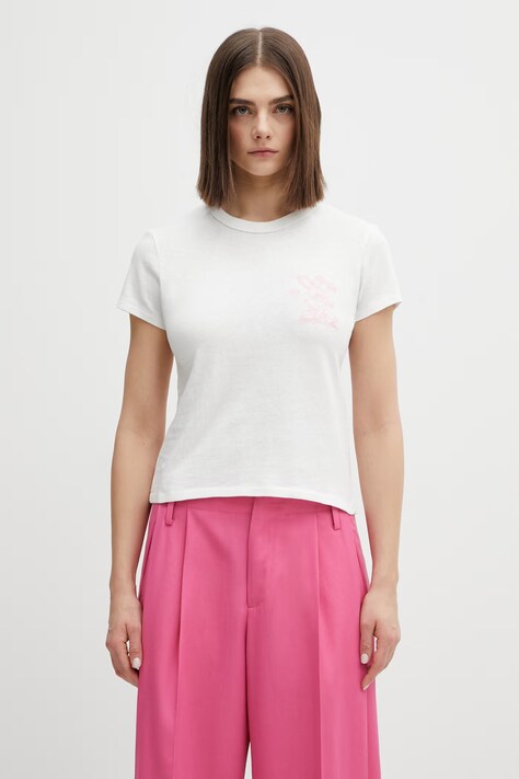 Kenzo t-shirt bawełniany GOTS KENZO CARTOON OUTLINED EM damski kolor biały FG52TS2074SK