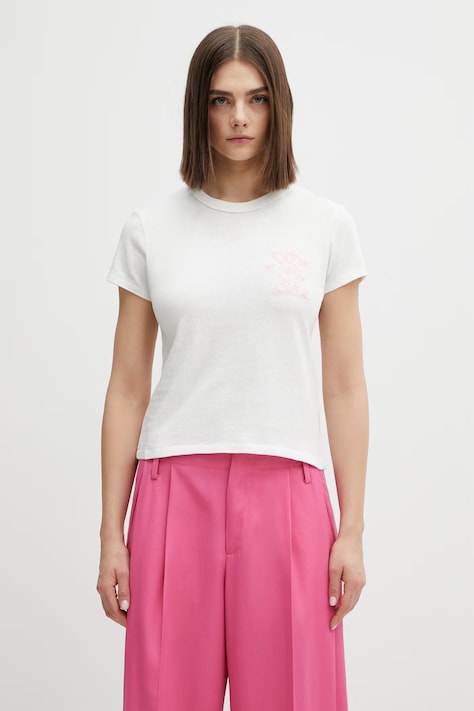 Kenzo t-shirt bawełniany GOTS KENZO CARTOON OUTLINED EM damski kolor biały FG52TS2074SK