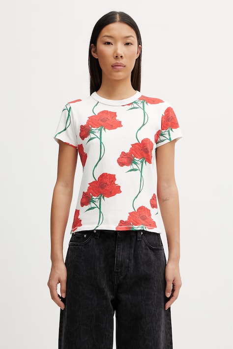 Kenzo GOTS KENZO ARCHIVE ROSE CLASSI t-shirt bawełniany damski biały FG52TS2124SK